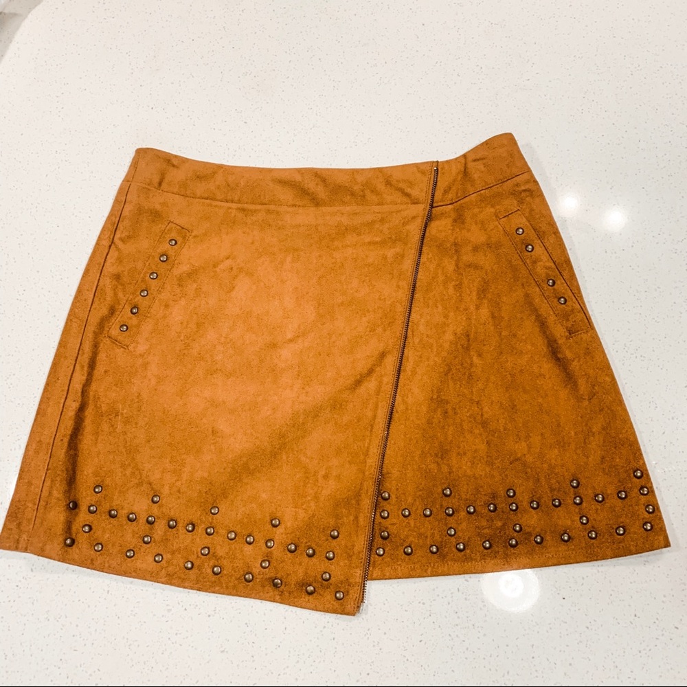 BD Collection Suede Studded Faux Wrap Skirt